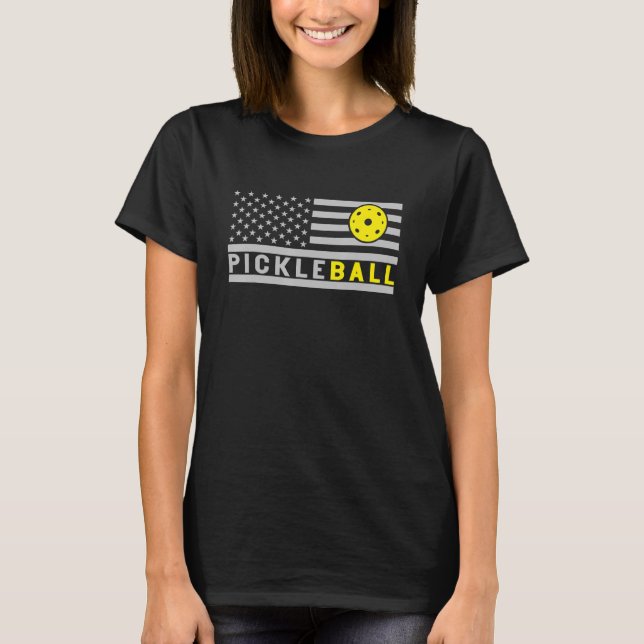 US Flag Pickleball Player Pickle Ball T-Shirt (Vorderseite)