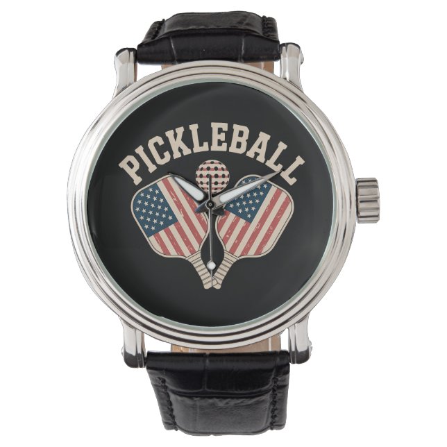 US-Flag-Pickleball-Spieler Armbanduhr (Vorderseite)