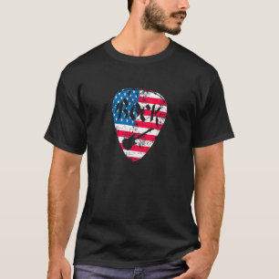 US Flag Plektrum Rock Gitarre Patriotic 4. T-Shirt