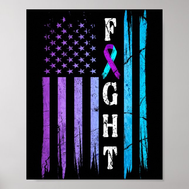 Us-Flag-Präventionsbewusstsein Kampf trage lila Poster (Vorne)
