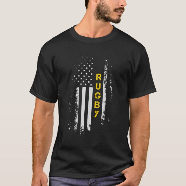 US Flag Rugby American Flag Rugby Player T-Shirt (Vorderseite)
