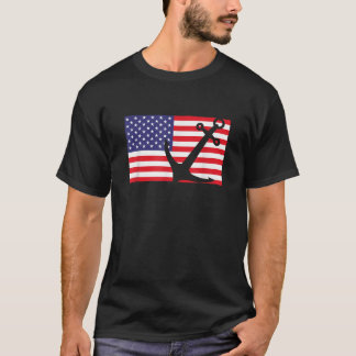 US Flag Sailing Anchor Patriot Captain Boat 4. T-Shirt