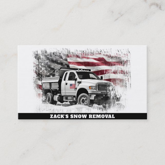 *~* US Flag Schneefräse Entfernungs-Lkw AP74 Red W Visitenkarte (Vorderseite)