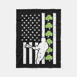 Us Flag Shamrock Lacrosse Vintage Lax St. Patrick Fleecedecke