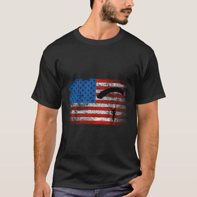 Us Flag Skydiving Hoodie Patriotic American Parach T-Shirt (Vorderseite)