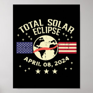US Flag Solar Eclipse 2024 Totality April 8 Men Wo Poster