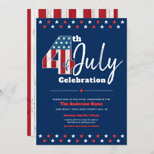 US Flag Stars Bold Modern Rustic Einladung