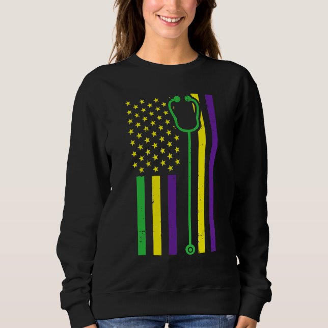 US Flag Stethoscope Patriotic Doctor Nurse Nusing  Sweatshirt (Vorderseite)