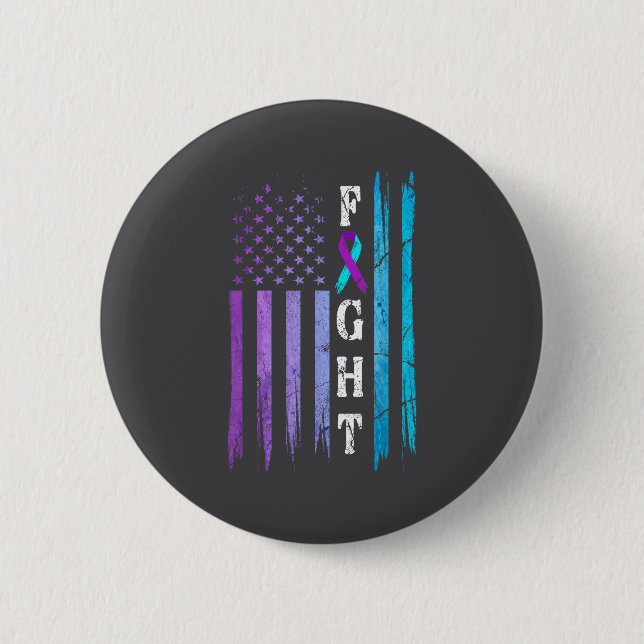 Us Flag Suicide Prevention Awareness Fight Wear Pu Button (Vorderseite)