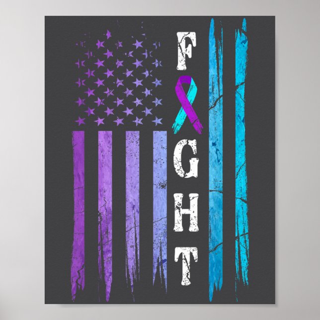 Us Flag Suicide Prevention Awareness Fight Wear Pu Poster (Vorne)