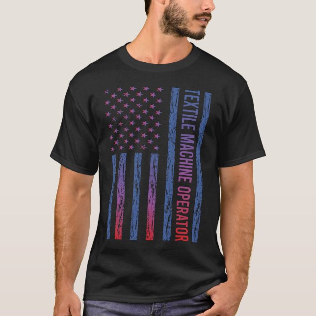 US Flag Textile Machine Operator T-Shirt (Vorderseite)