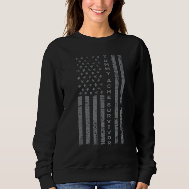 US Flag Tummy Ache Survivor Abdominal Ache Stomach Sweatshirt (Vorderseite)