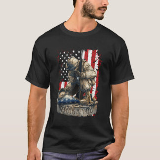 US Flag Veteran danke Military Boot Memorial D T-Shirt