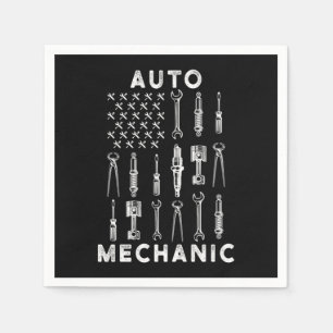 US Flag Wrench Workshop Screwdriver Mechanic Gift Serviette