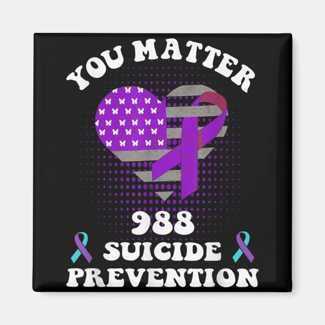 Us Flag You 988 Suicide Prevention Awareness Ribbo Magnet (Vorne)
