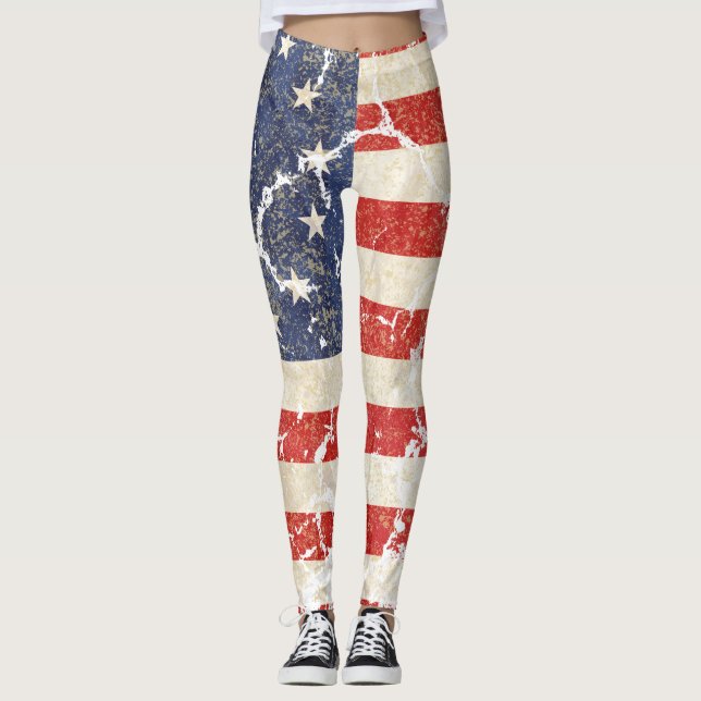 US-Flagge 1776, beunruhigt Leggings (Vorderseite)