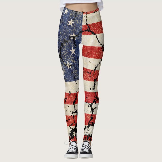 US-Flagge 1776, beunruhigt Leggings (Vorderseite)