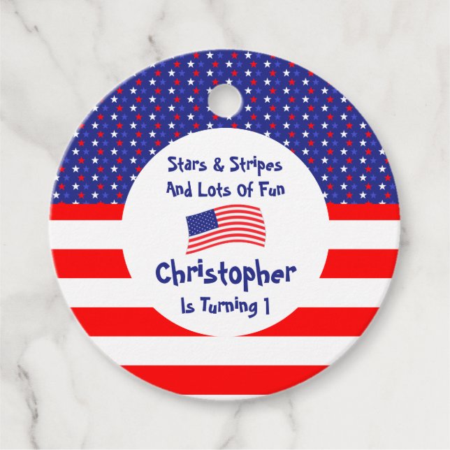 US Flagge 1. Geburtstag Geschenkanhänger (Vorderseite)