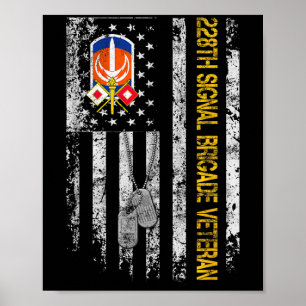 Us Flagge 228. Signalbrigade Militär Vintage Vete Poster