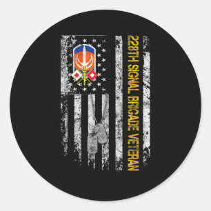 Us Flagge 228. Signalbrigade Militär Vintage Veter Runder Aufkleber