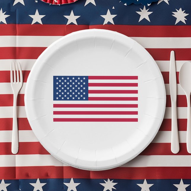 US Flagge 4. Juli Amerikanische Flagge Pappteller (Stars And Stripes 4th Of July American Flag Paper Plates)