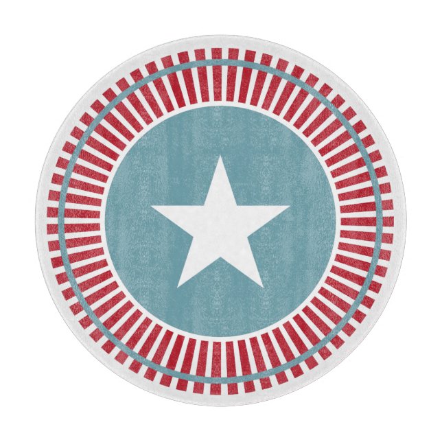US Flagge 4. Juli Glasschneideboard Schneidebrett (Vorderseite)