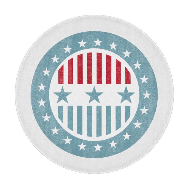 US Flagge 4. Juli Glasschneideboard Schneidebrett (Vorderseite)