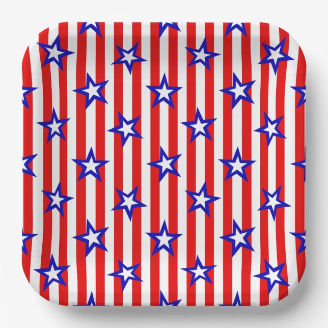 US Flagge 4. Juli Papierplatte Pappteller (Vorderseite)