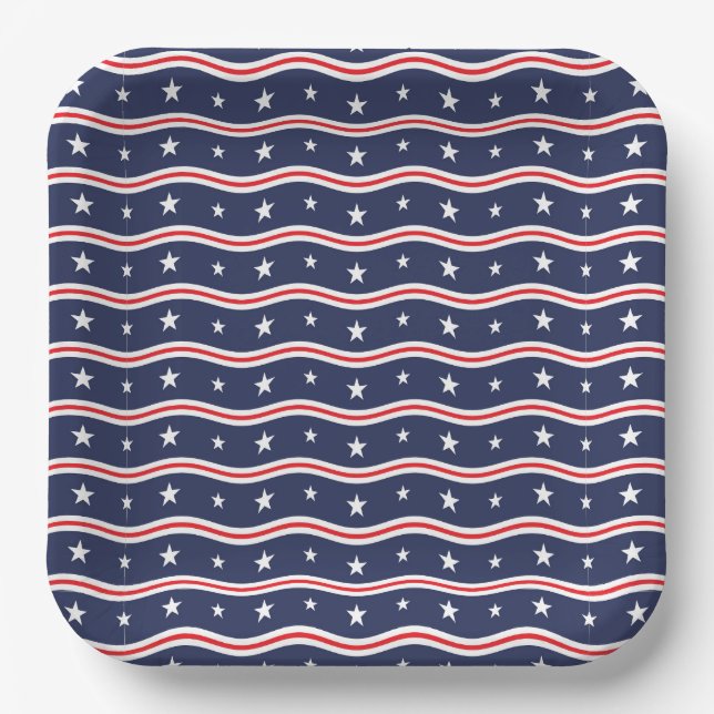 US Flagge 4. Juli Papierplatte Pappteller (Vorderseite)
