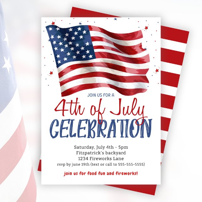 US Flagge 4. Juli Party Einladung (Stars And Stripes 4th Of July Celebration Party Invitation)