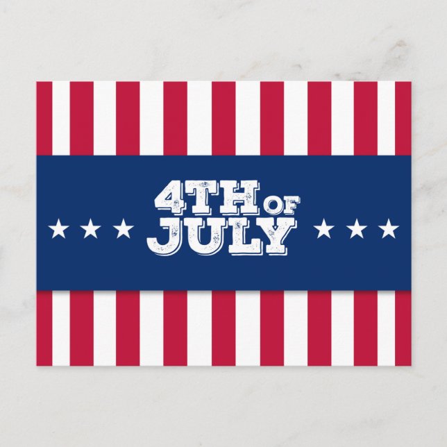 US Flagge 4. Juli Postkarte (Vorderseite)