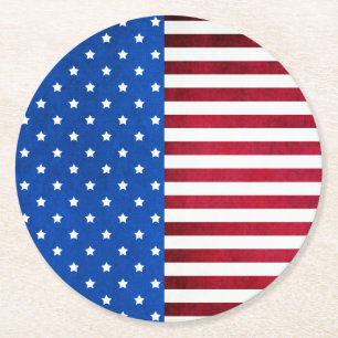 US Flagge-Amerikanische Flagge Runder Pappuntersetzer