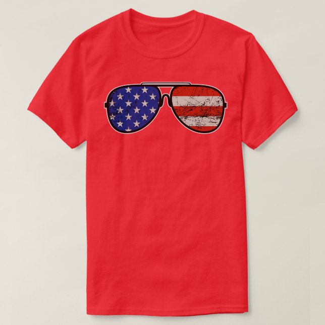 US Flagge amerikanische Sonnenbrillen-Geschenke T-Shirt (Design vorne)