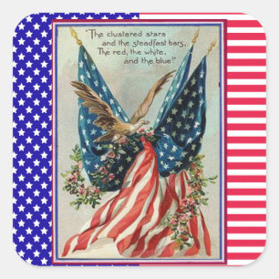 US Flagge Amerikanische Unabhängigkeitstag Patriot Quadratischer Aufkleber