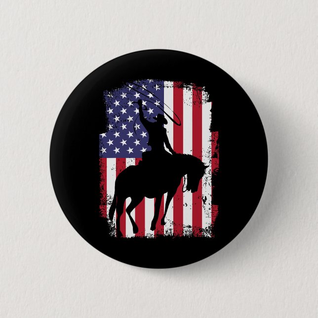 US-Flagge amerikanischer Stolz Texas Reitkuh Button (Vorderseite)