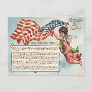 US-Flagge Angel Cherub Star-Spangled Banner Postkarte