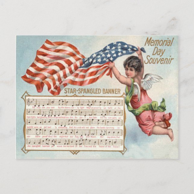 US-Flagge Angel Cherub Star-Spangled Banner Postkarte (Vorderseite)