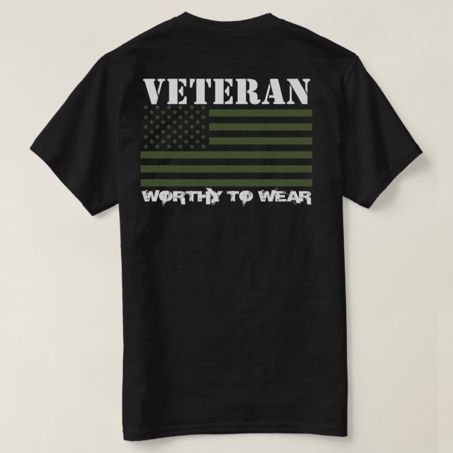 US-Flagge ARMY TRIDENT GRN- Veteran - es lohnt sic T-Shirt (Design Rückseite)