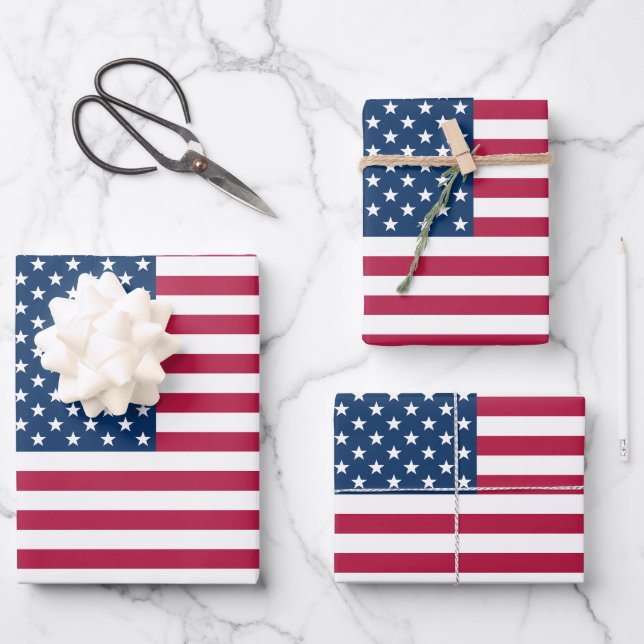 US Flagge (Ausrichtung der Landschaft) Geschenkpapier Set (Vorderseite)