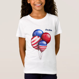 "US Flagge Balloons" mit Name Girl's T-Shirt