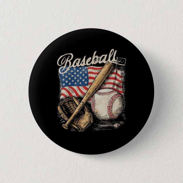US-Flagge Baseballspieler Schläger Fan Fänger  Button (Vorderseite)