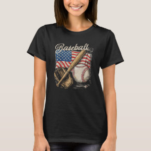 US-Flagge Baseballspieler Schläger Fan Fänger  T-Shirt