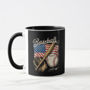 US-Flagge Baseballspieler Schläger Fan Fänger  Tasse