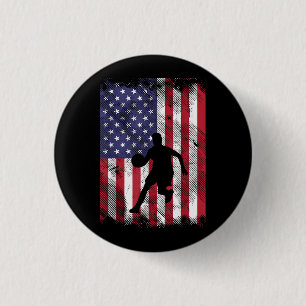 US-Flagge Basketball Vintag Patriotic Baller Button