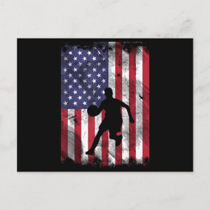US-Flagge Basketball Vintag Patriotic Baller Feiertagspostkarte