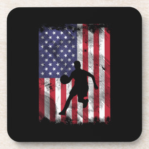 US-Flagge Basketball Vintage Patriotischer Ballspi Getränkeuntersetzer