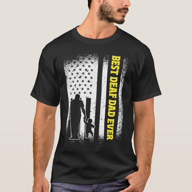 US-Flagge Bester Deaf-Vater T-Shirt (Vorderseite)