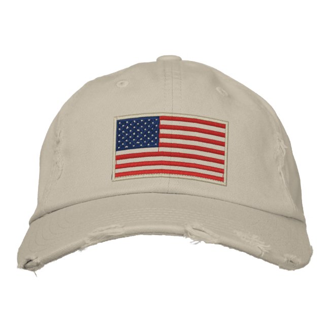 US-Flagge bestickt mit zerrüttetem Hut (Vorderseite)