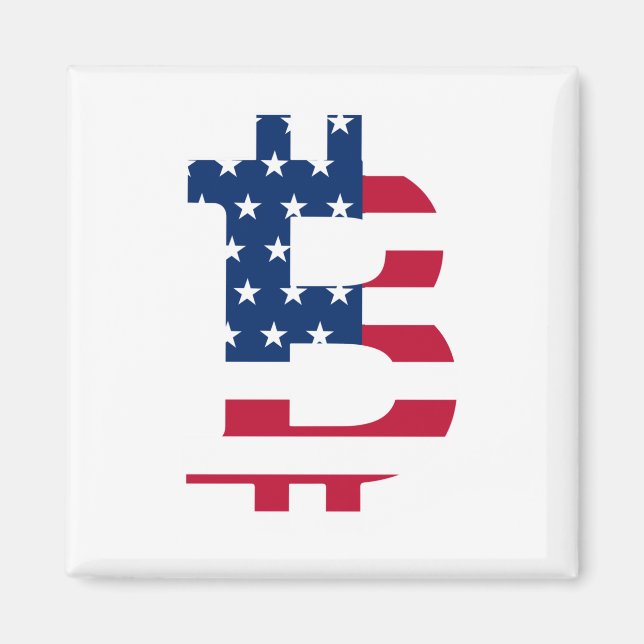 US-Flagge Bitcoin-Bitcoin-Cryptowährung-Blockchain Magnet (Vorne)