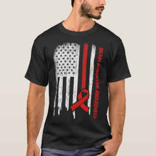 US-Flagge Burgund Ribbon Brain Aneurysm Bewusstsei T-Shirt